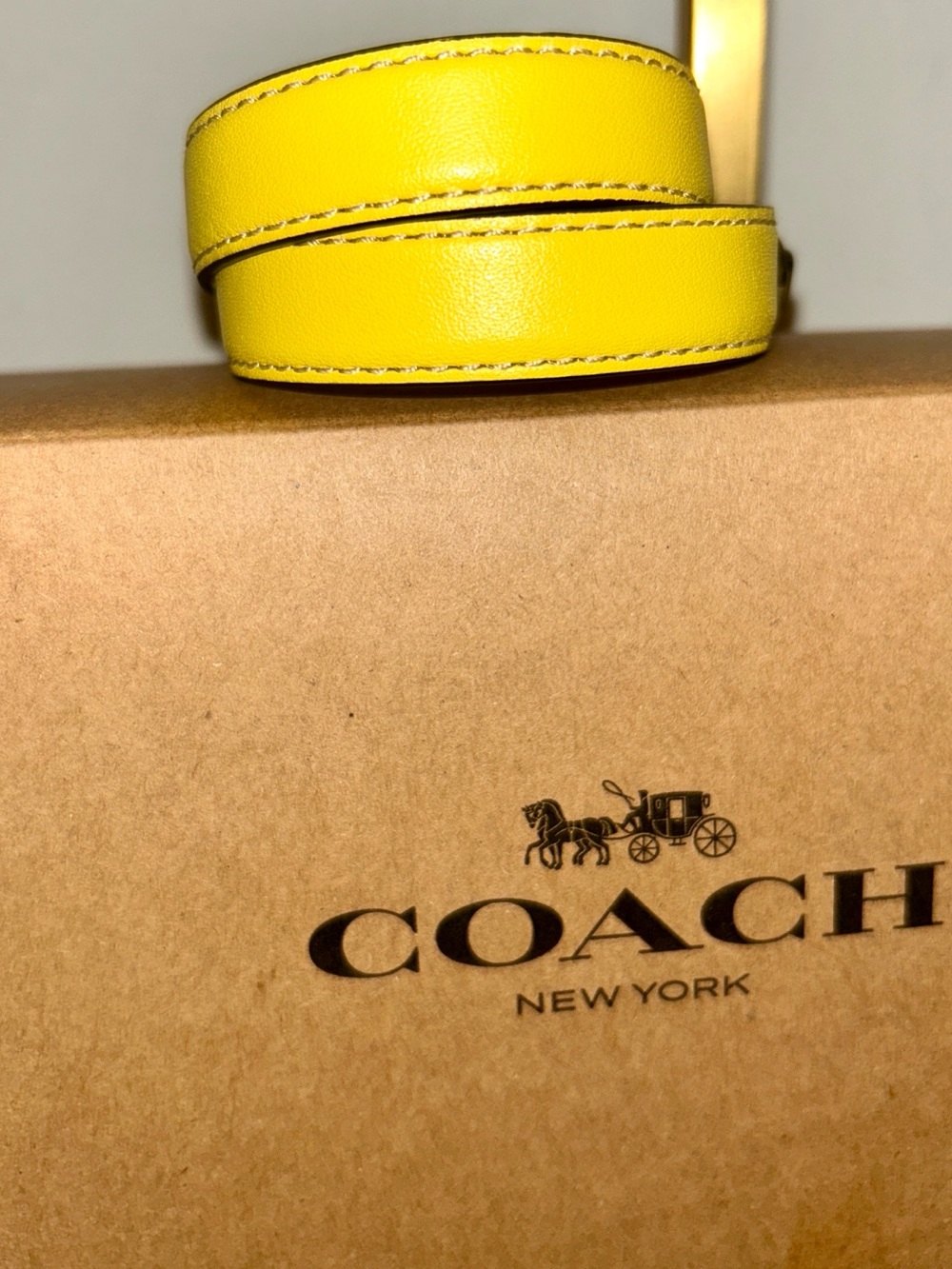 Coach Yellow Leather Turnlock Wrap Bracelet with Gold Hardware NWOT - Picture 6 of 6